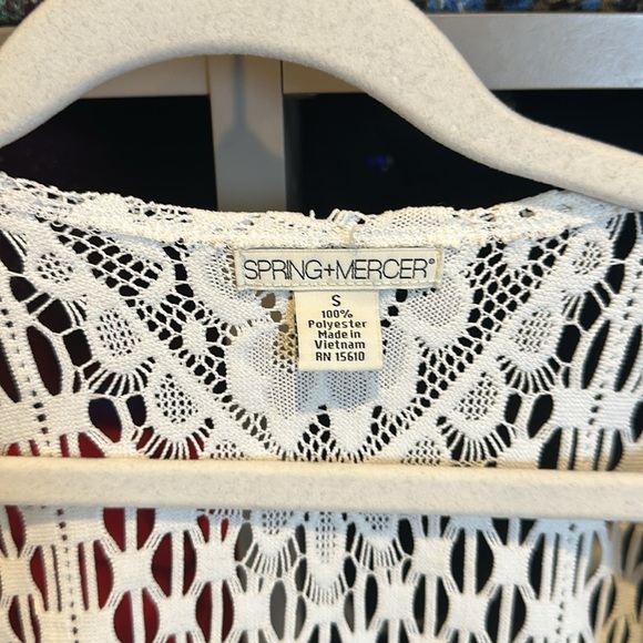 Spring + Mercer white embroidered short sleeve open front kimono size S - Picture 2 of 3